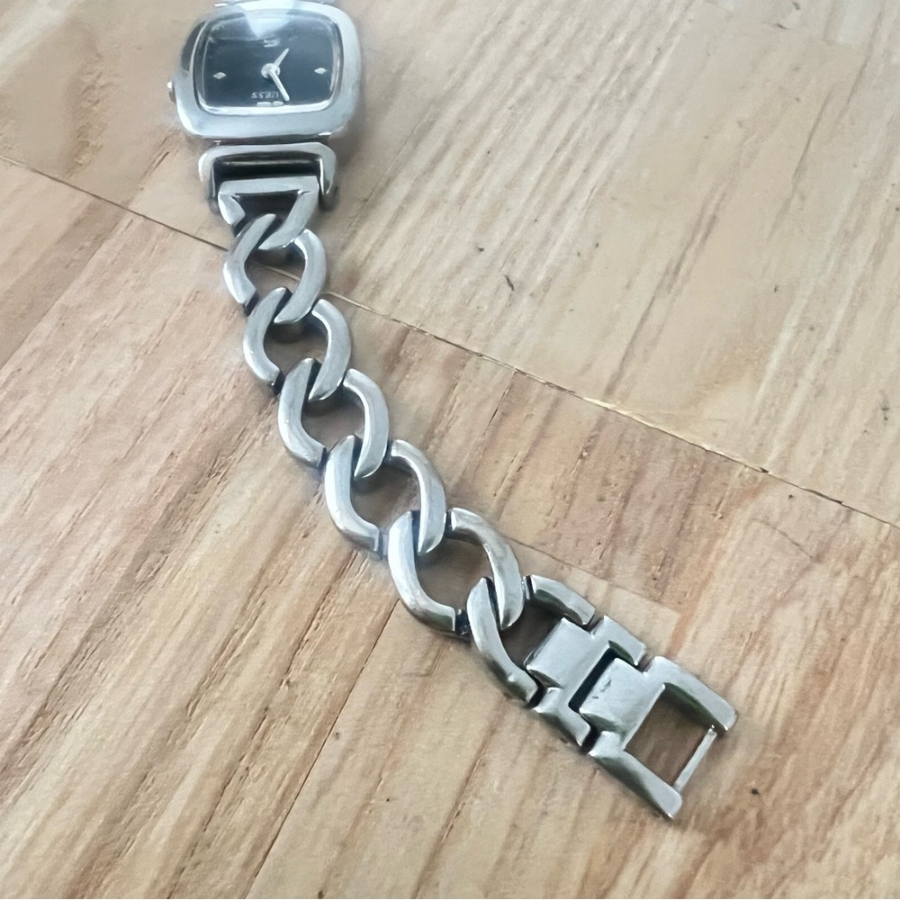 Guess Ladies Rectangular Black Dial Silver Tone B… - image 5